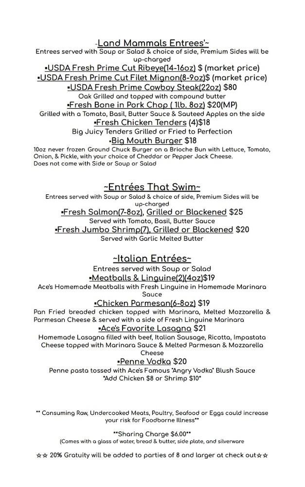 Ace's Steak, Seafood, Italian restaurant. Menu image 2