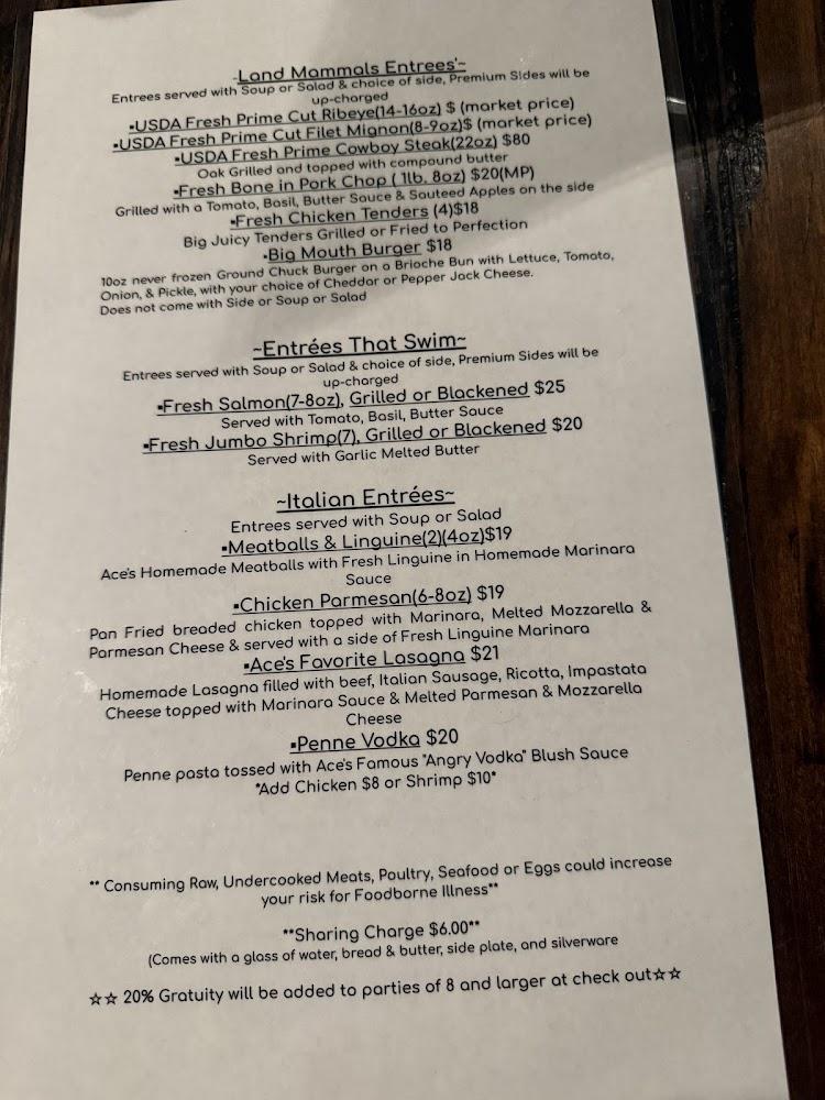 Ace's Steak, Seafood, Italian restaurant. Menu image 3